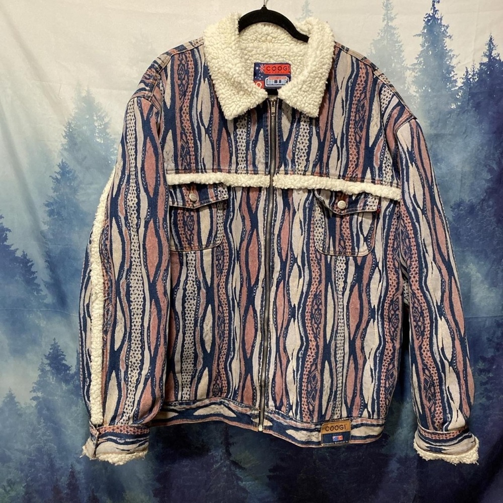 COOGI Men's Multicolor Patterned Sherpa Jacket Size XXL